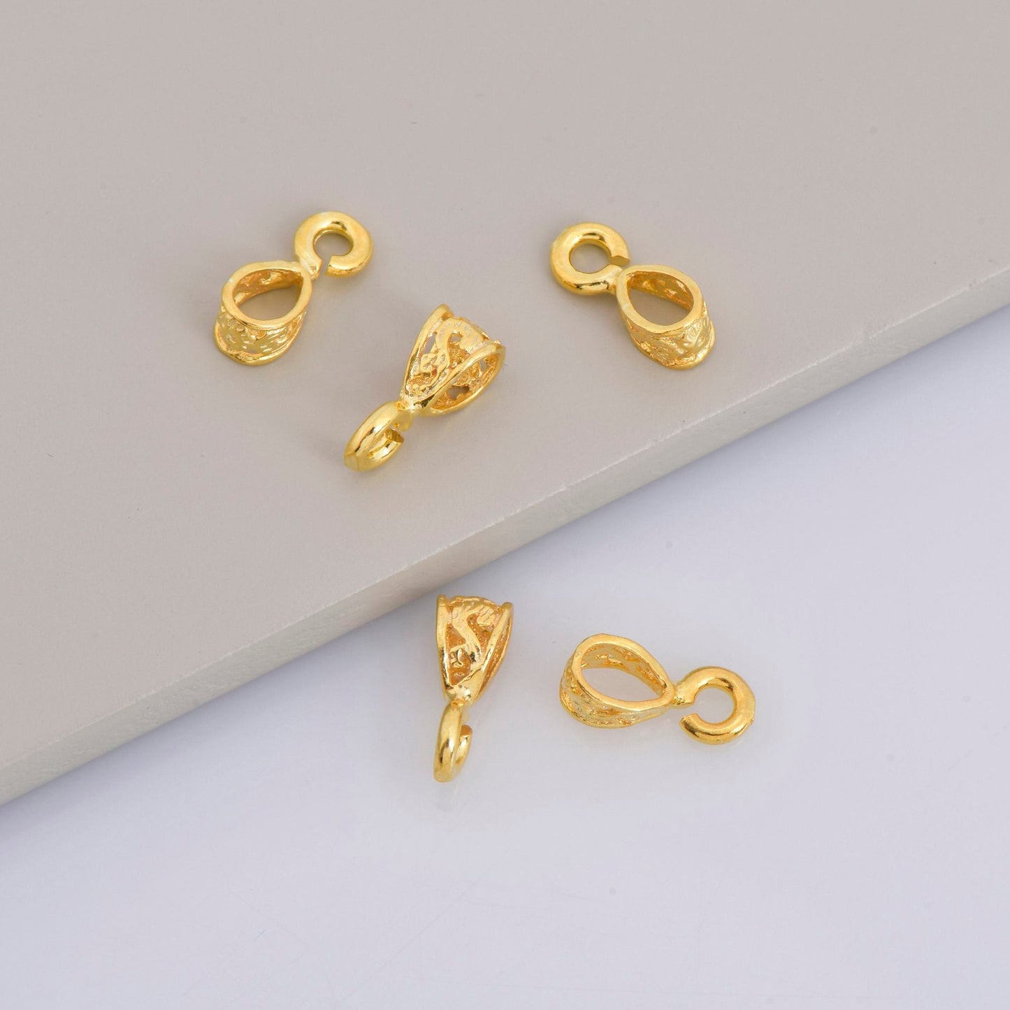 24K Gold Vermeil Filigree Bails with Open Loop, 24K Gold Plated Open Loop Bails, Silver Connector  Filigree Bails, Silver Findings, VM34