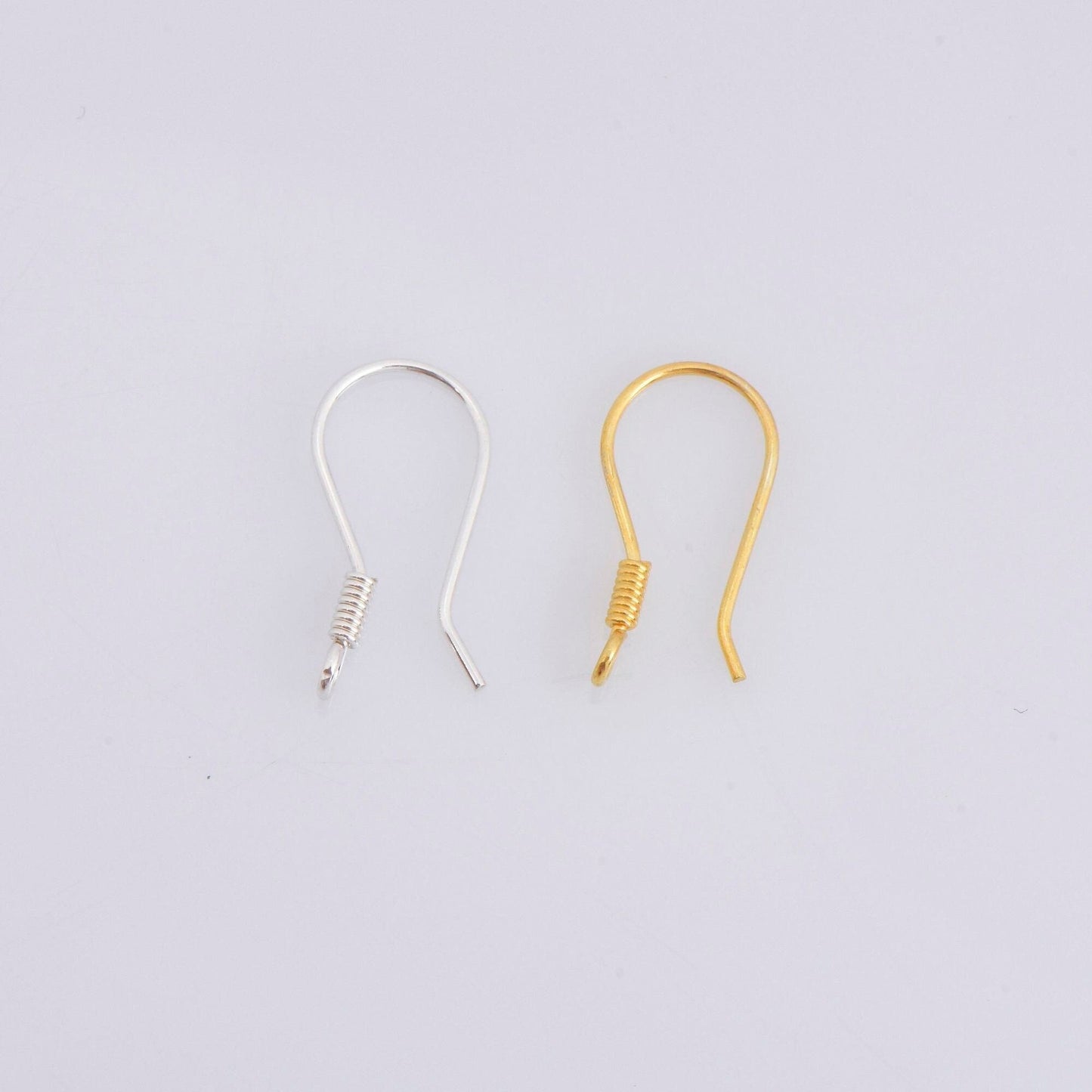 24K Gold Vermeil Ear Wires, 925 Solid Silver Earring Hooks in 24K Gold, Fancy Ear Wires, Earrings Making Supply, Jewelry Findings, M37/VM37