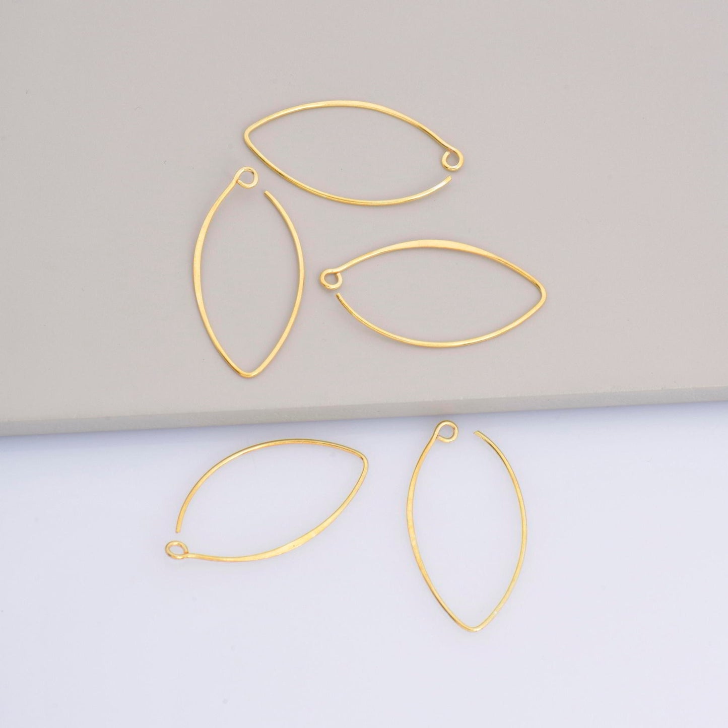 34 mm - 24K Gold Vermeil & Sterling Silver V Shape Ear Wires w Open Loop , Earring Hooks , Earring Making Supply, Findings, VM49B - M49B