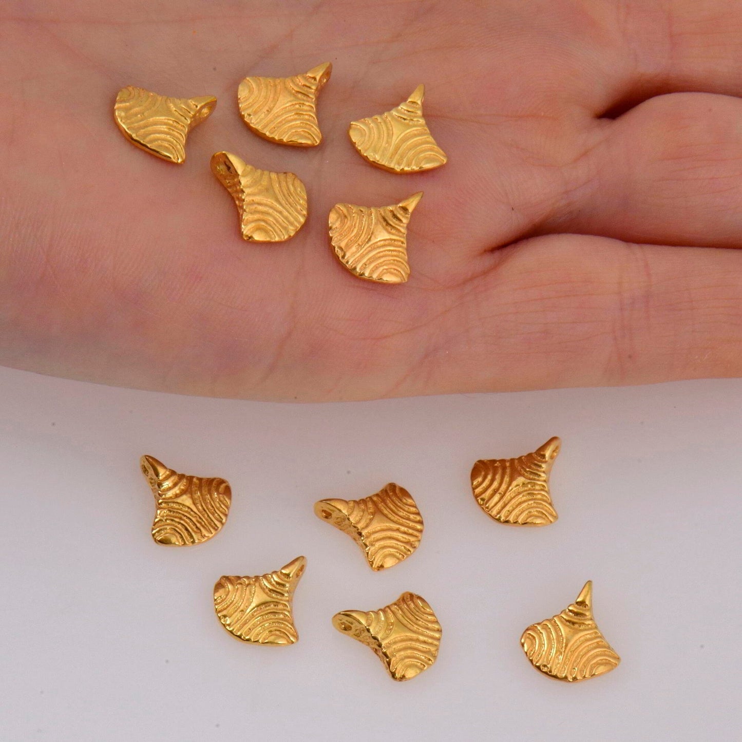 24K Gold Vermeil Sea Shell Dangle Charm, Sterling Silver Dangle Charm, Necklace Dangle Charm, Earrings Dangle Charm, S23V\S23