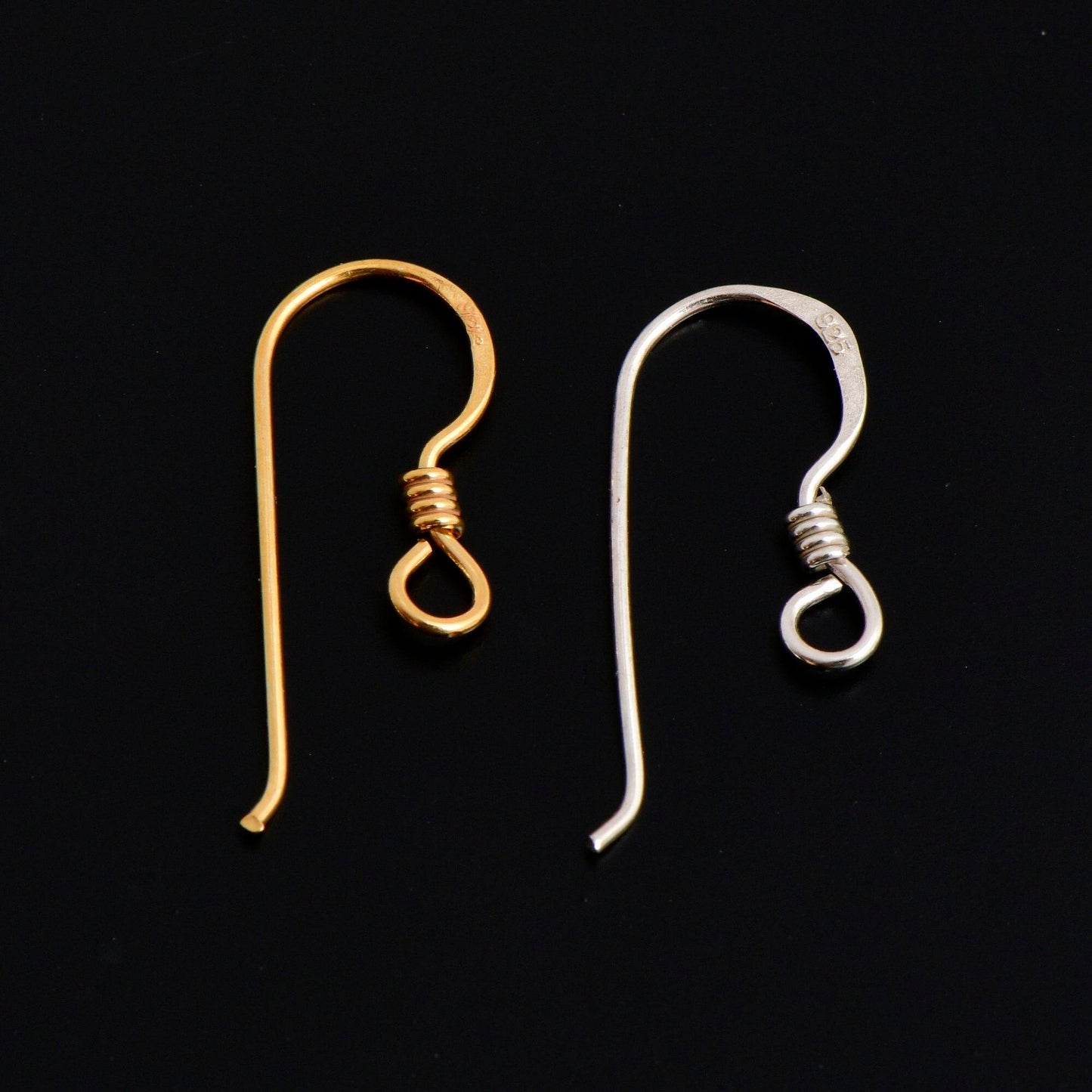 24K Gold Vermeil Economical Ear Wires, Sterling Silver Earring Hooks in 24K Gold, Ball Ear Wires, Earrings Making Supply, S40V/ S40