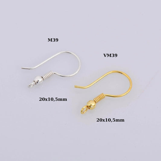 24K Gold Vermeil Ear Wires, Sterling Silver Earring Hooks in 24K Gold, Ball Ear Wires, Earrings Making Supply, Jewelry Findings, M39/VM39
