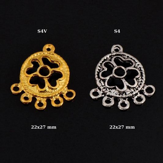Sterling Silver Chandelier Component for Earring, Pendants, 24K Gold Vermeil Chandelier Connector, Chandelier Shape Jewelry Findings, SV4/S4