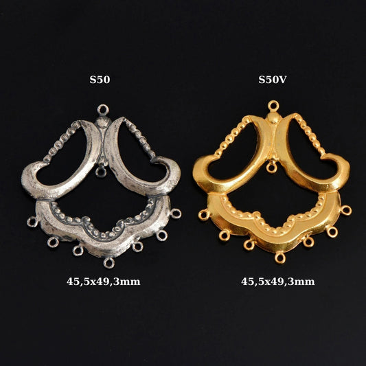Sterling Silver Chandelier Component for Earring, Pendant, 24K Gold Vermeil Chandelier Connector, Chandelier Shape Jewelry Finding, SV50/S50