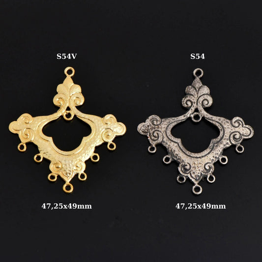 Sterling Silver Chandelier Component for Earring, Pendant, 24K Gold Vermeil Chandelier Connector, Chandelier Shape Jewelry Finding, SV54/S54