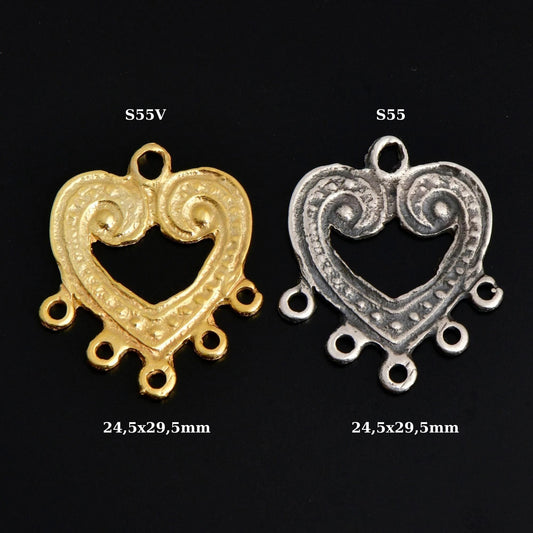Sterling Silver Chandelier Component for Earring, Pendant, 24K Gold Vermeil Chandelier Connector, Chandelier Shape Jewelry Finding, SV55/S55