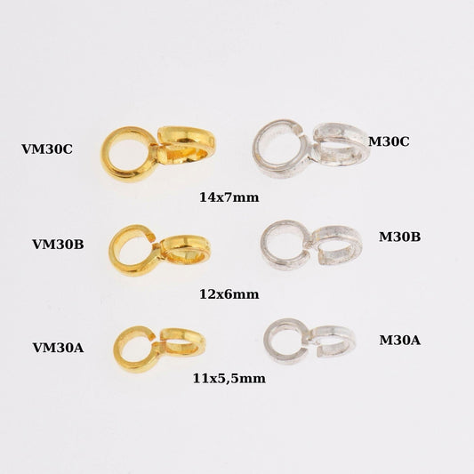 24K Gold Vermeil Bails with Open Loop, 925 Silver Open Loop Bails in 24K Gold, Silver Connector Bails, Bail Charms, Jewelry Findings,VM30ABC