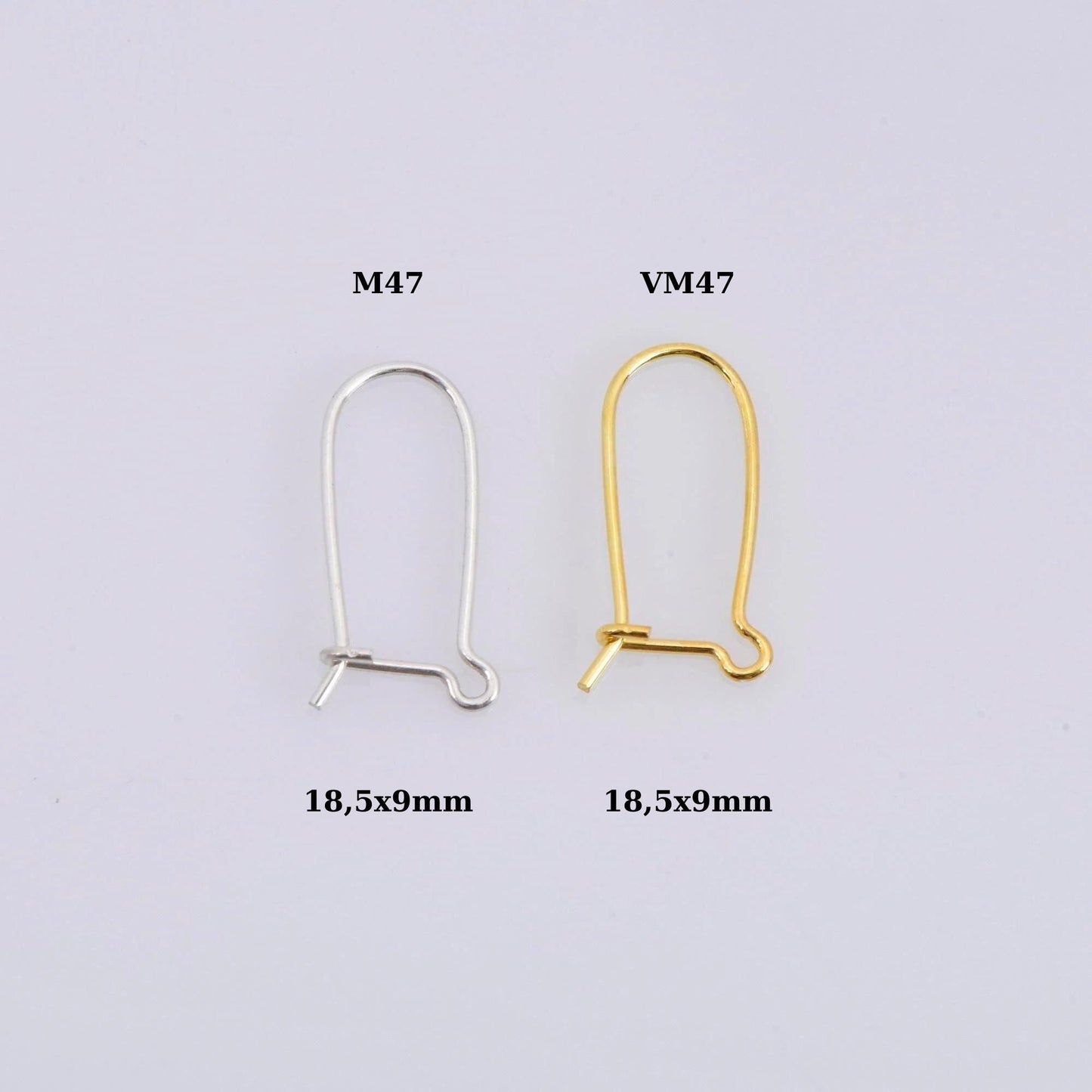 24K Gold Vermeil Kidney Ear Wires, Solid Silver Kidney Earring Hooks in 24K Gold, Earring Making Supply, Jewelry Making Findings, M47/VM47