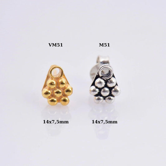 24K Gold Vermeil Flower Ear Post, Solid Silver Flower Earring Studs with Loop, 24K Gold Plated Earring Posts, Jewelry Making Findings, MVM51