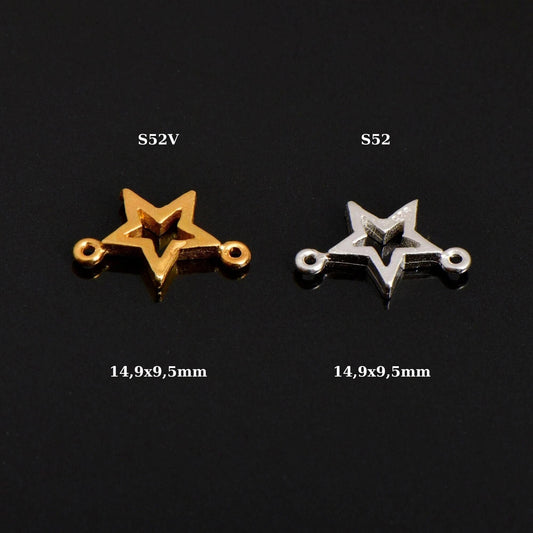 Sterling Silver Star Connector Charms, 24K Gold Vermeil Star Shape Connector, Connector For Jewelry Making, S52V/S52
