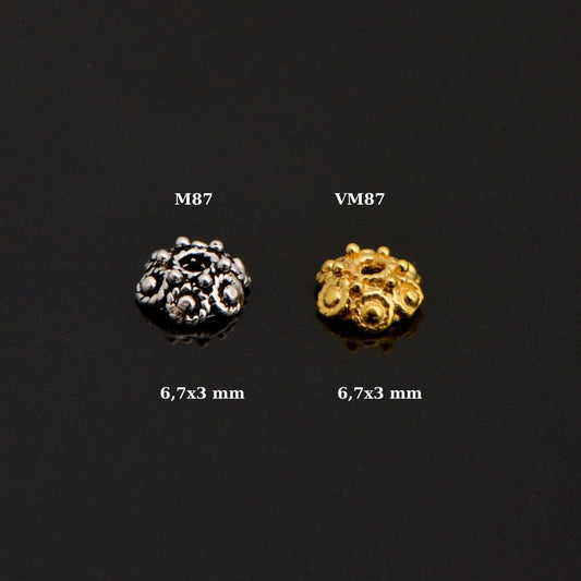 24K Gold Vermeil Filigree Bead Caps, Handmade Silver Bead Caps in 24K Gold, 925 Silver Bead Caps, Spacer Bead Caps, Jewelry Supplies, M/VM87