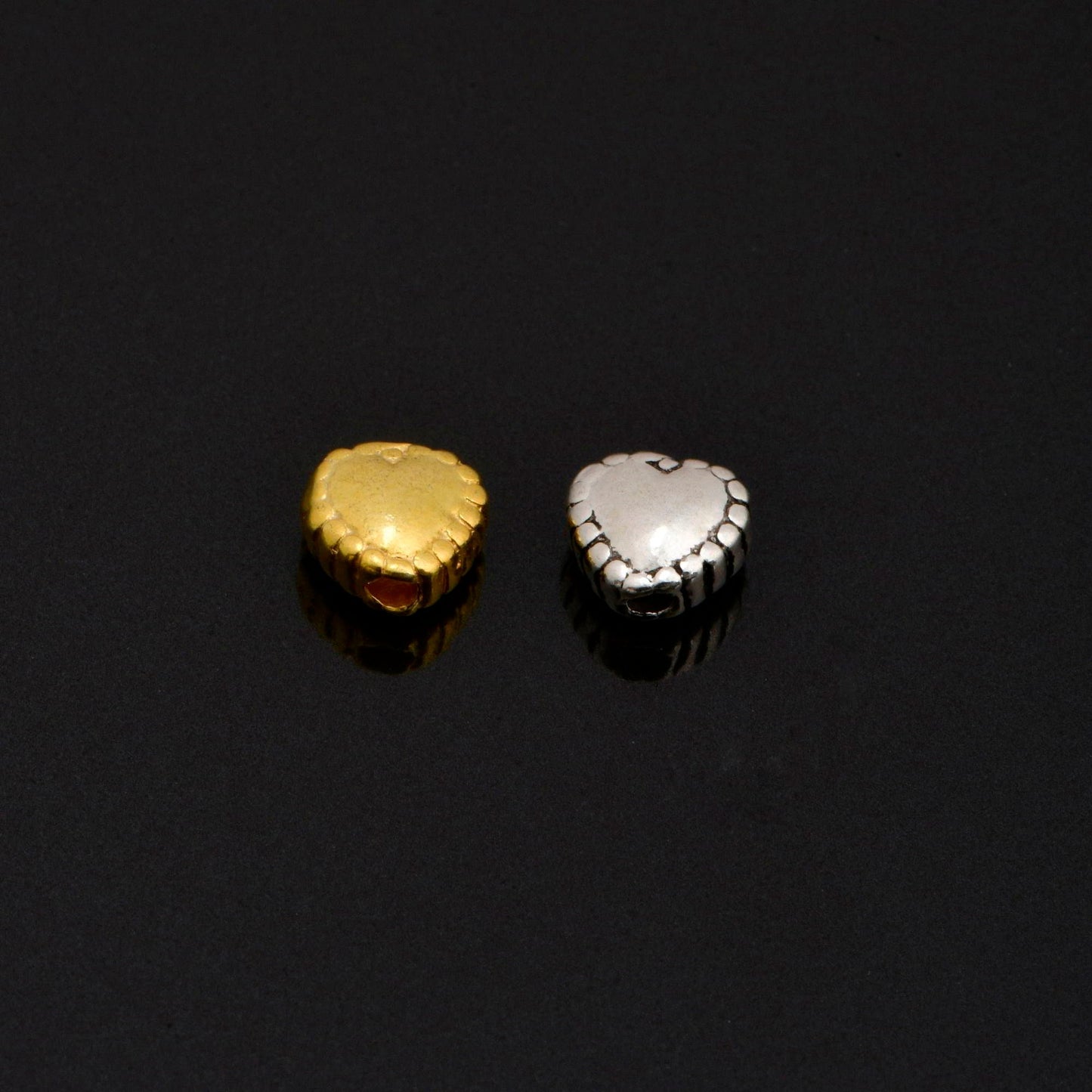 24K Gold Vermeil Heart Spacer Beads, Handmade Silver Spacer Beads in 24K Gold, 925 Silver Spacer Beads, Jewelry Supplies, M/VM99