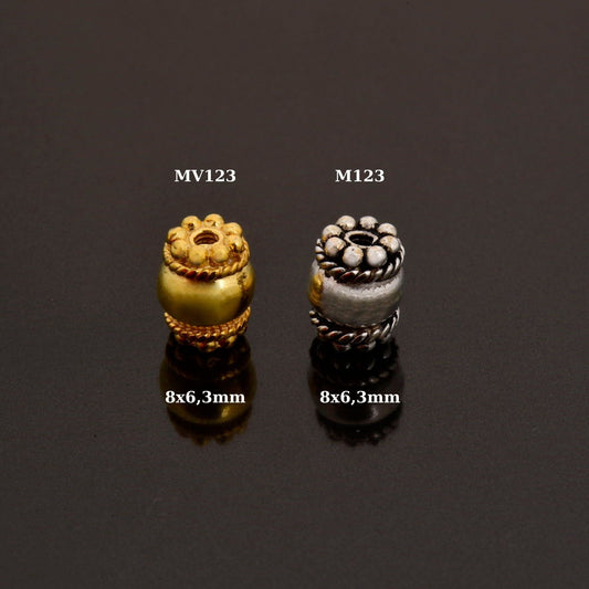 24K Gold Vermeil Capped Beads, Handmade Silver Beads in 24K Gold, 925 Solid Silver Beads, Jewelry Supply, M/VM123