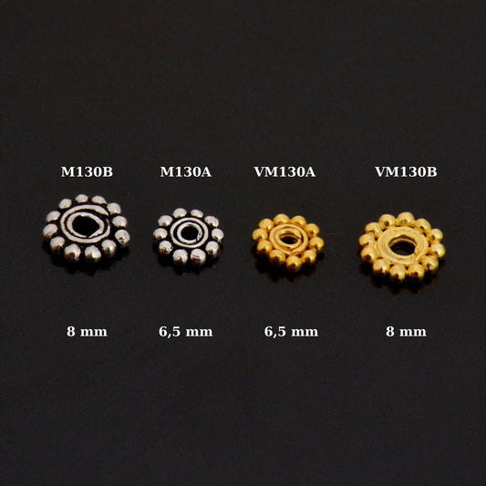 24K Gold Vermeil Separators, Handmade Silver Beads in 24K Gold, 925 Solid Silver Beads, Spacer Beads, Jewelry Supply, M/VM 130A-B