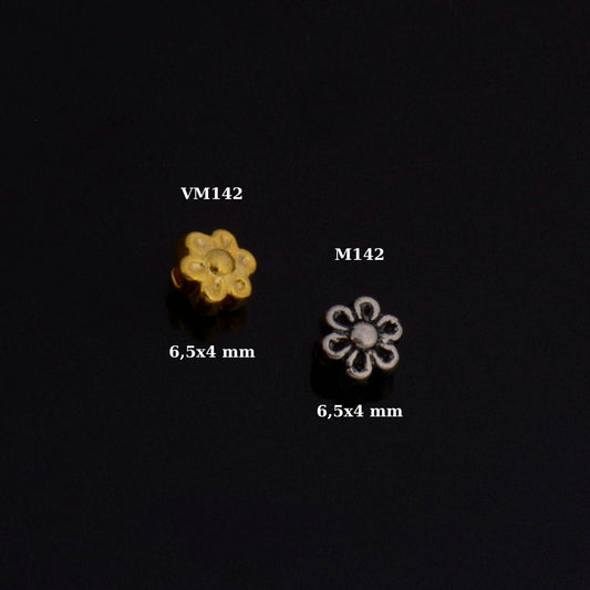 24K Gold Vermeil Flower Beads, Handmade Silver Beads in 24K Gold, 925 Solid Silver Beads, Jewelry Supply, M/VM142